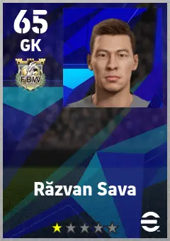 Razvan Sava eFootball 2026 player card — 65 OVR GK