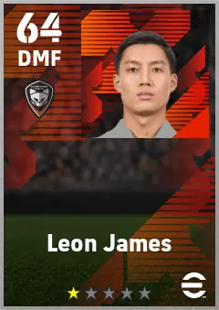Leon James eFootball 2026 player card — 64 OVR DMF
