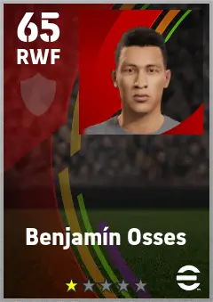 Benjamin Osses eFootball 2026 player card — 65 OVR RWF
