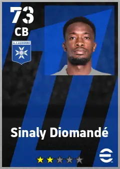 Sinaly Diomande eFootball 2026 player card — 73 OVR CB