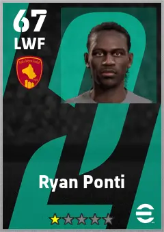 Ryan Ponti eFootball 2026 player card — 67 OVR LWF