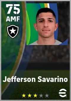 Jefferson Savarino eFootball 2026 player card — 75 OVR AMF