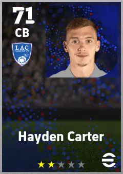 Hayden Carter eFootball 2026 player card — 71 OVR CB