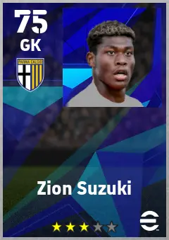 Zion Suzuki eFootball 2026 player card — 75 OVR GK