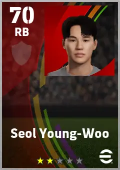 Seol Young-Woo eFootball 2026 player card — 70 OVR RB