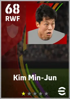 Kim Min-Jun eFootball 2026 player card — 68 OVR RWF
