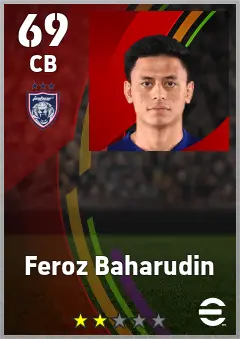 Feroz Baharudin eFootball 2026 player card — 69 OVR CB