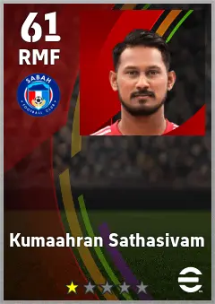 Kumaahran Sathasivam eFootball 2026 player card — 61 OVR RMF