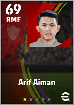 Arif Aiman eFootball 2026 player card — 69 OVR RMF