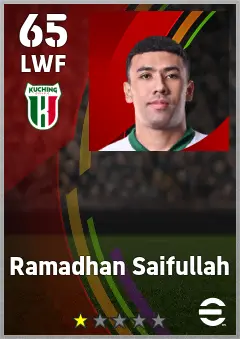 Ramadhan Saifullah eFootball 2026 player card — 65 OVR LWF