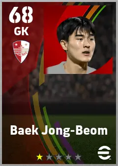 Baek Jong-Beom eFootball 2026 player card — 68 OVR GK