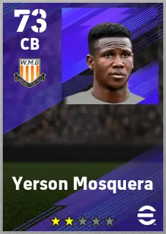 Yerson Mosquera eFootball 2026 player card — 73 OVR CB