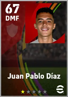 Juan Pablo Diaz eFootball 2026 player card — 67 OVR DMF