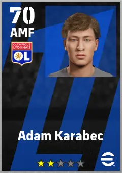 Adam Karabec eFootball 2026 player card — 70 OVR AMF