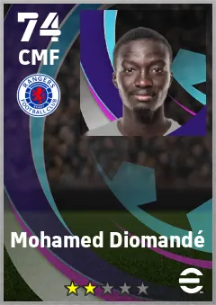 Mohamed Diomande eFootball 2026 player card — 74 OVR CMF