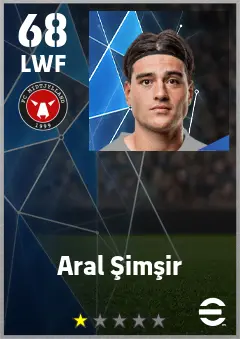 Aral Simsir eFootball 2026 player card — 68 OVR LWF