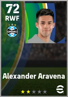 Alexander Aravena eFootball 2026 player card — 72 OVR RWF