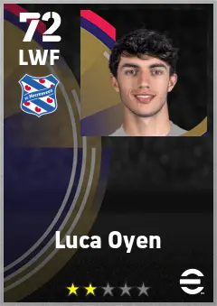 Luca Oyen eFootball 2026 player card — 72 OVR LWF
