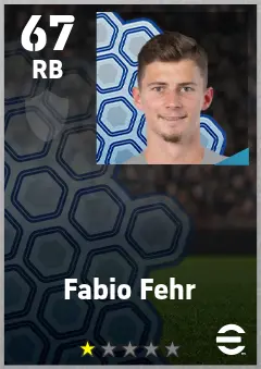 Fabio Fehr eFootball 2026 player card — 67 OVR RB