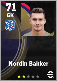 Nordin Bakker eFootball 2026 player card — 71 OVR GK