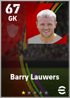 Barry Lauwers eFootball 2026 player card — 67 OVR GK