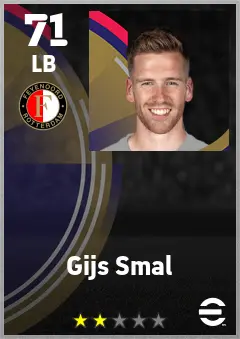 Gijs Smal eFootball 2026 player card — 71 OVR LB
