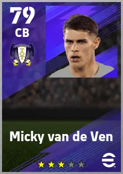 Micky van de Ven eFootball 2026 player card — 79 OVR CB