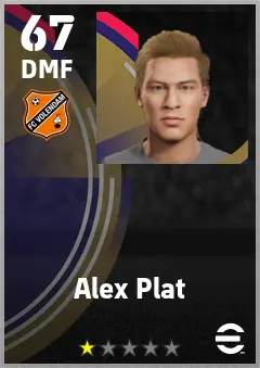Alex Plat eFootball 2026 player card — 67 OVR DMF
