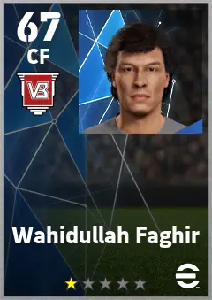 Wahidullah Faghir eFootball 2026 player card — 67 OVR CF
