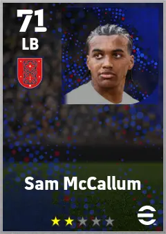 Sam McCallum eFootball 2026 player card — 71 OVR LB