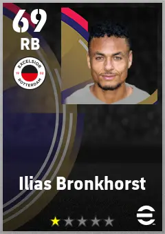 Ilias Bronkhorst eFootball 2026 player card — 69 OVR RB