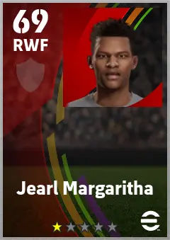 Jearl Margaritha eFootball 2026 player card — 69 OVR LWF