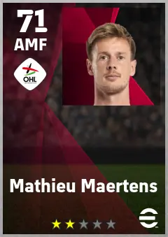 Mathieu Maertens eFootball 2026 player card — 71 OVR AMF