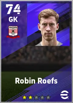 Robin Roefs eFootball 2026 player card — 74 OVR GK
