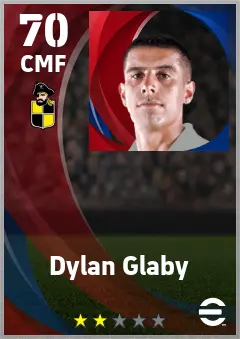 Dylan Glaby eFootball 2026 player card — 70 OVR CMF