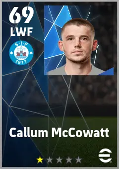 Callum McCowatt eFootball 2026 player card — 69 OVR LWF