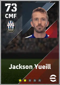 Jackson Yueill eFootball 2026 player card — 73 OVR CMF