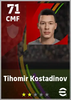 Tihomir Kostadinov eFootball 2026 player card — 71 OVR CMF