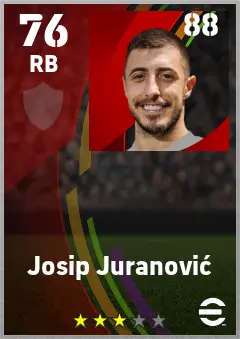 Josip Juranovic eFootball 2026 player card — 76 OVR RB