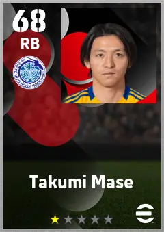 Takumi Mase eFootball 2026 player card — 68 OVR RB