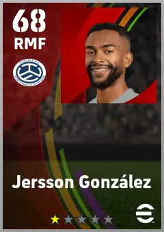 Jersson Gonzalez eFootball 2026 player card — 68 OVR RMF