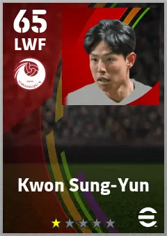 Kwon Sung-Yun eFootball 2026 player card — 65 OVR LWF