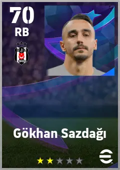 Gokhan Sazdagi eFootball 2026 player card — 70 OVR RB