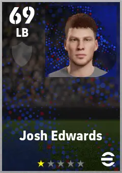 Josh Edwards eFootball 2026 player card — 69 OVR LB
