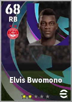 Elvis Bwomono eFootball 2026 player card — 68 OVR RB