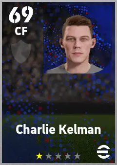 Charlie Kelman eFootball 2026 player card — 69 OVR CF