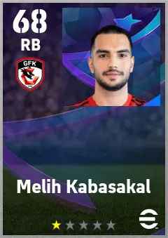 Melih Kabasakal eFootball 2026 player card — 68 OVR RB