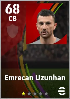 Emrecan Uzunhan eFootball 2026 player card — 68 OVR CB
