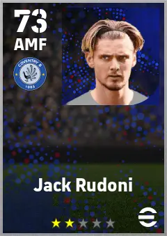 Jack Rudoni eFootball 2026 player card — 73 OVR AMF