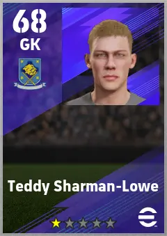 Teddy Sharman-Lowe eFootball 2026 player card — 68 OVR GK